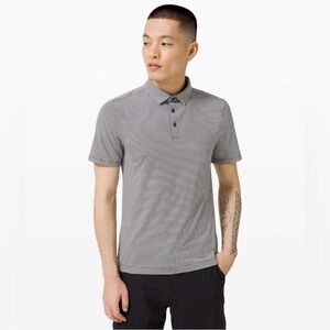 Lululemon Evolution Short Sleeve Polo in Tonka Stripe Obsidian Vapor | Size L